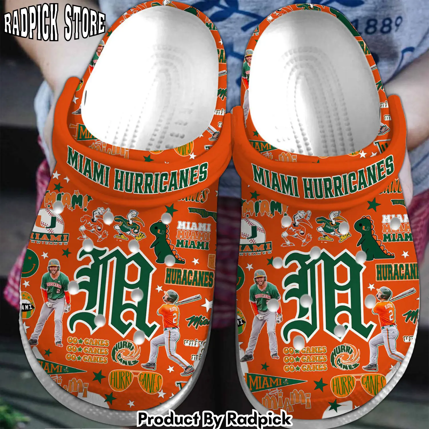 Radpick premium miami hurricanes ncaa sport clogs shoes comfortable for men women rp6522220